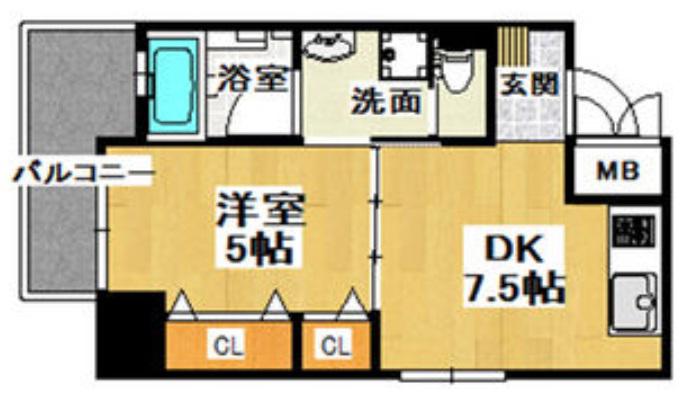 CITY SPIRE日本橋高津(1DK/4階)の間取り写真
