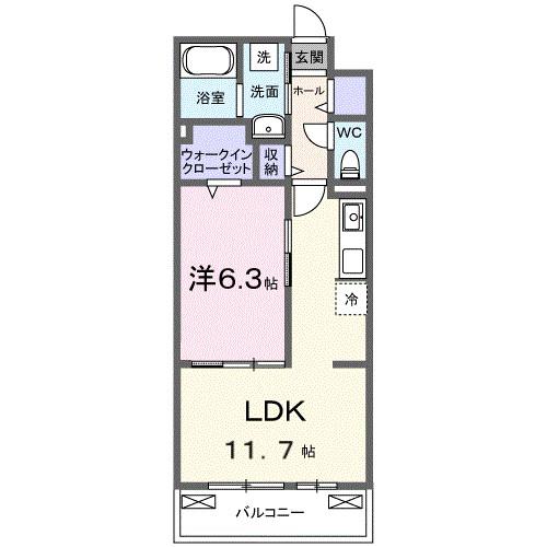 ブライトリーフ(1LDK/3階)の間取り写真