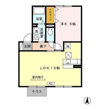 アークヒルズ J棟(1LDK/1階)の間取り写真