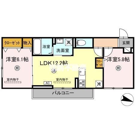 ケイ・ハイム(2LDK/2階)の間取り写真