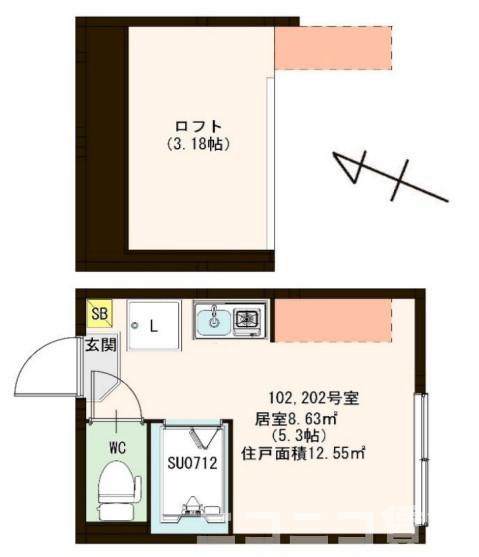 HIMOテラス妙蓮寺(ワンルーム/2階)の間取り写真
