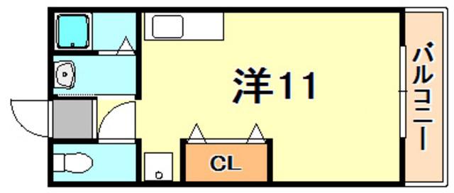 クレアハイム大谷(ワンルーム/2階)の間取り写真