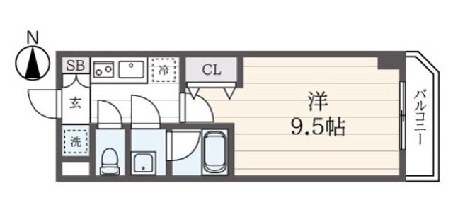 アンシャンテ錦が丘(1K/4階)の間取り写真