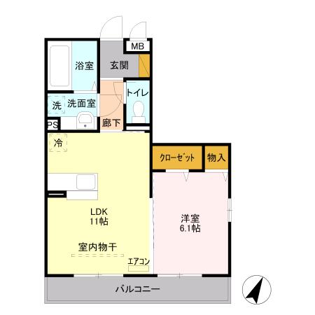 ヘリオスA(1LDK/3階)の間取り写真