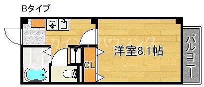 フローレスハタ(1K/2階)の間取り写真
