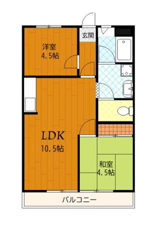 レーヴTAKEDAひばりヶ丘 106(2LDK/5階)の間取り写真