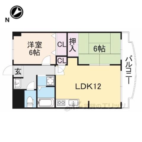 ウェルスMORI(2LDK/5階)の間取り写真