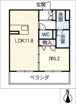 カーサレジオ平中(1LDK/1階)の間取り写真