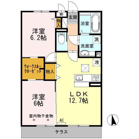 ラ・メゾンブリエ(2LDK/1階)の間取り写真