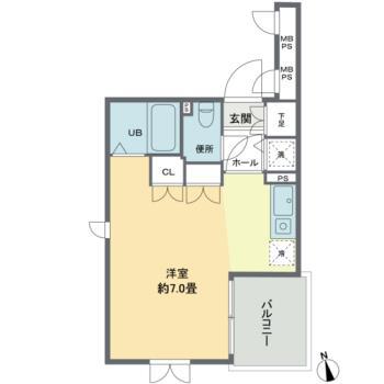 カルトゥーシュ芦花(ワンルーム/3階)の間取り写真
