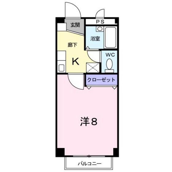ジュネス(1K/2階)の間取り写真
