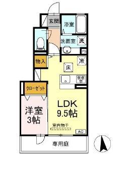 YUMERUII(1LDK/1階)の間取り写真