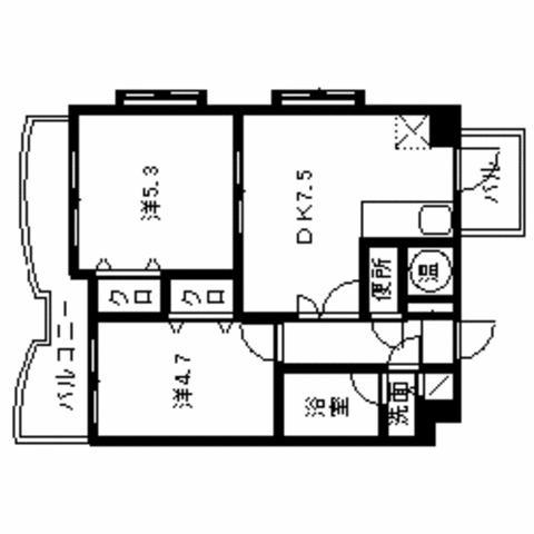 JGM室見駅前(2DK/5階)の間取り写真
