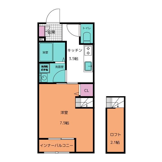 ハピネス中部台(1K/1階)の間取り写真