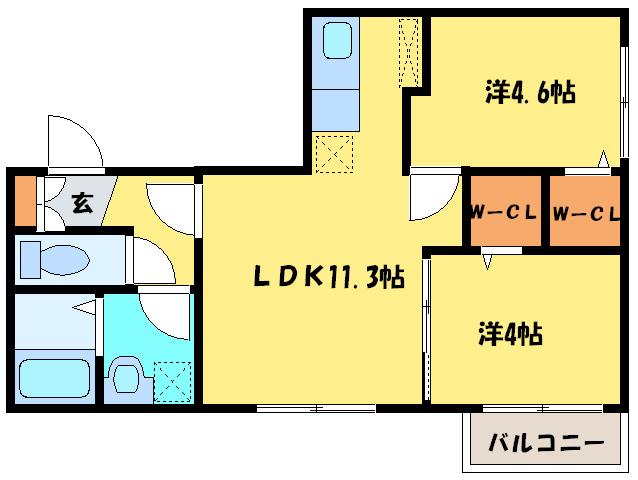 レジェーロ(2LDK/4階)の間取り写真