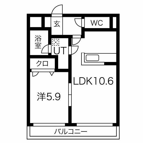 アーバンハイツ北2条(1LDK/2階)の間取り写真