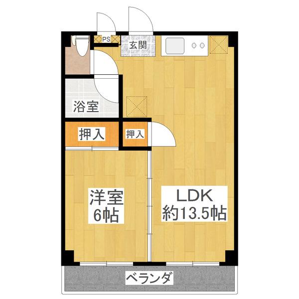 エビハラハイツII(1LDK/1階)の間取り写真