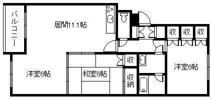 5西1ハイツ(3LDK/1階)の間取り写真