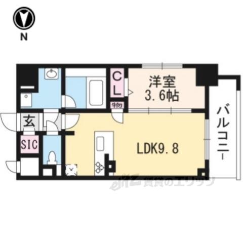 エクラージュ御池(1LDK/6階)の間取り写真