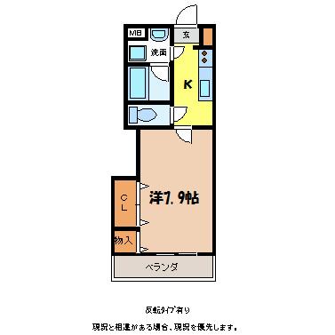 ララ・コスモ(1K/2階)の間取り写真