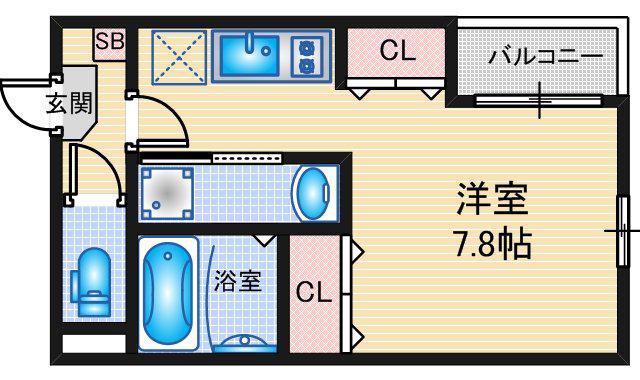 CHAMP DE HELIANTHE 本陣(1K/2階)の間取り写真