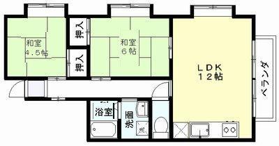 第一高丘コーポ(2LDK/2階)の間取り写真