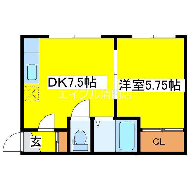 Fコーポ藤ハイツ第13(1DK/1階)の間取り写真