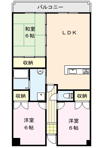 レジデンス河南(3LDK/2階)の間取り写真