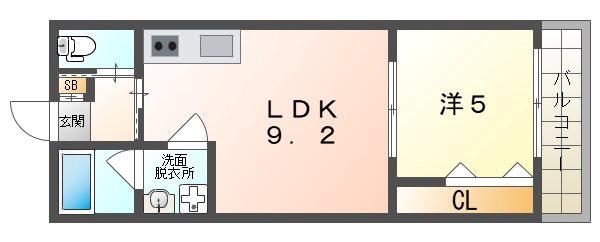 セレニティ下木田B棟(1LDK/3階)の間取り写真