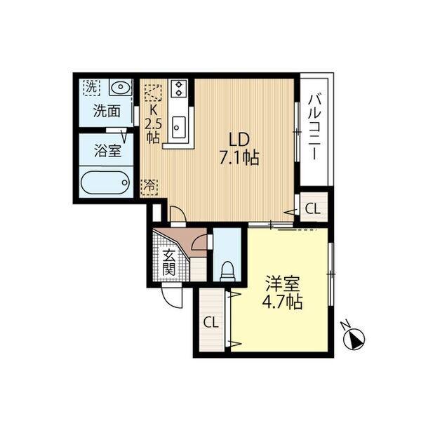 ATLANTIS SUEHIRO(1LDK/4階)の間取り写真