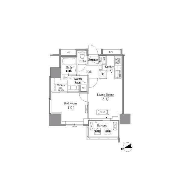 レジディアタワー目黒不動前 部屋番号0502(1LDK/5階)の間取り写真