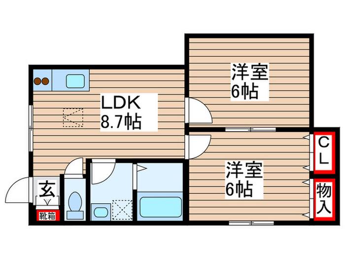 ネ-ジュ・フェヴリエ(2LDK/1階)の間取り写真