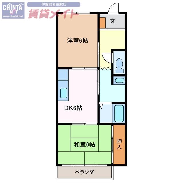 フラット立石B(2DK/2階)の間取り写真