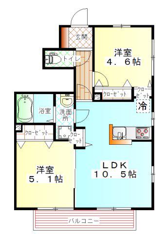 ラ カーサ フェリーチェ(2LDK/1階)の間取り写真
