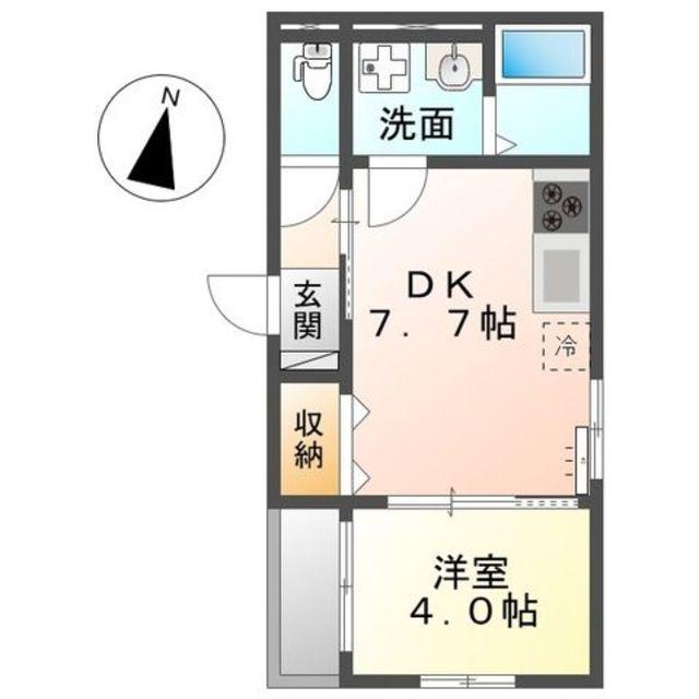 アプリコットD(1DK/3階)の間取り写真