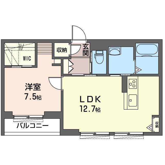 マーベラス古市(1LDK/1階)の間取り写真
