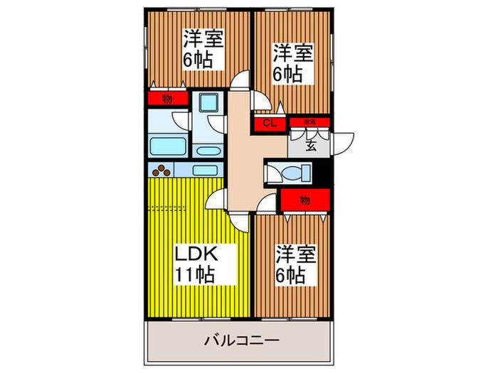領家コートハウス(3LDK/1階)の間取り写真