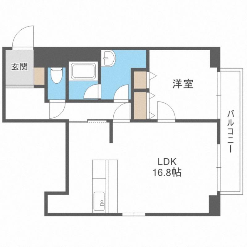 ル・リバージュ豊平(1LDK/9階)の間取り写真
