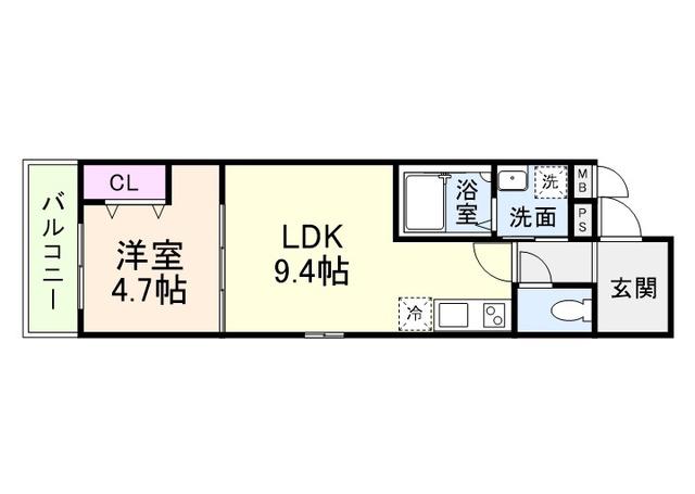 フジパレス喜連西ノース(1LDK/2階)の間取り写真