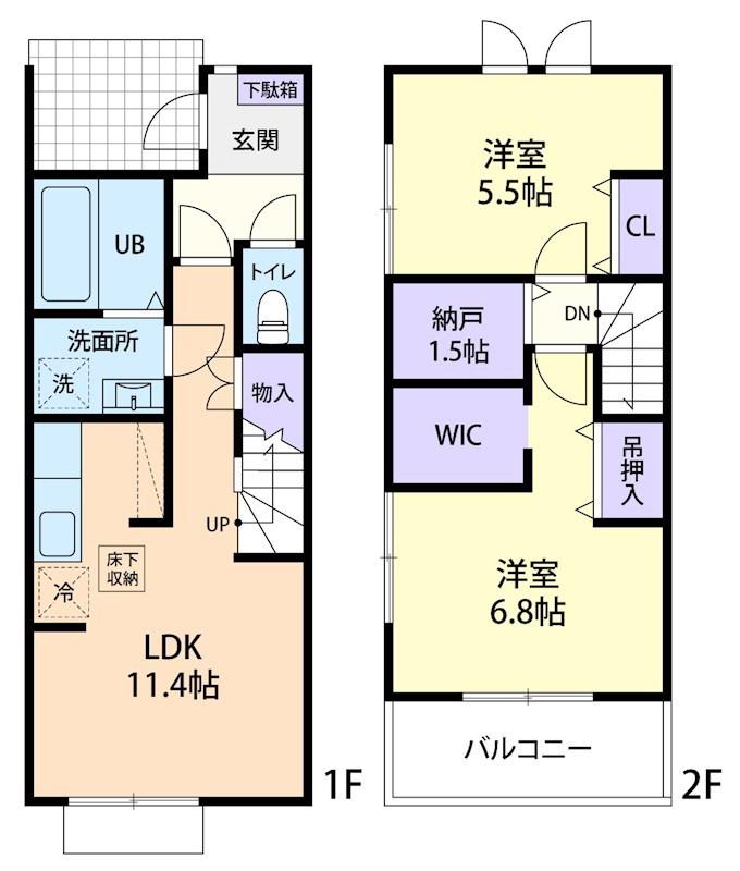 ROSAGE A(2LDK/1階)の間取り写真
