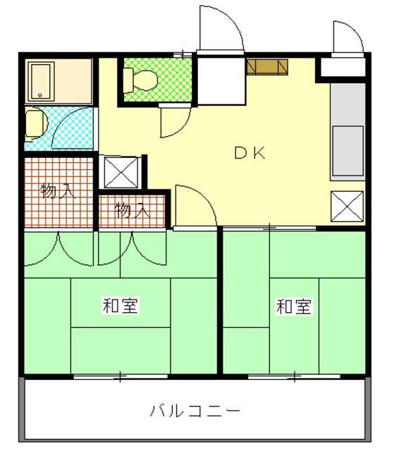 ヒルコーポ星野(2DK/1階)の間取り写真