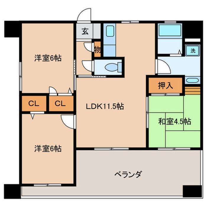グラントープ道頓堀(3LDK/7階)の間取り写真