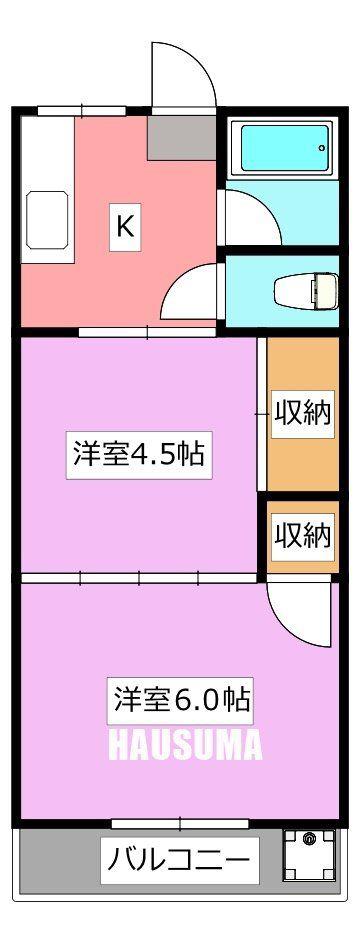横山コーポ(2K/2階)の間取り写真