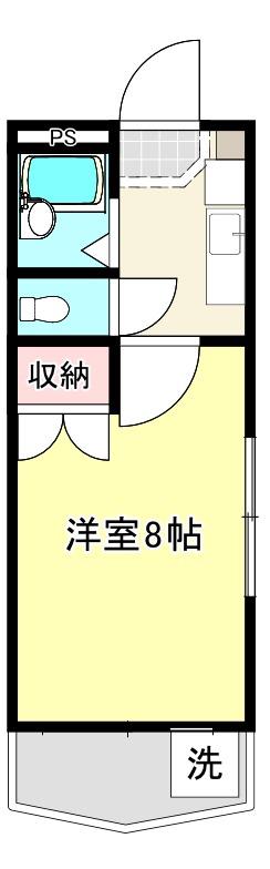 ジュネス国府(1K/3階)の間取り写真