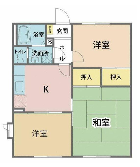 フレグランス坂下AB(3DK/2階)の間取り写真