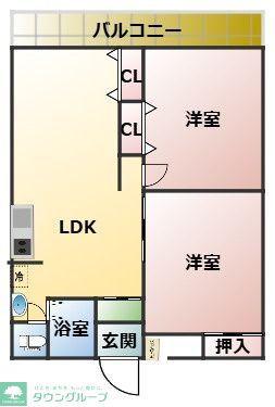 テングッド西新イースト(2LDK/2階)の間取り写真