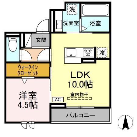 セレスティア西荘 ウエスト(1LDK/3階)の間取り写真