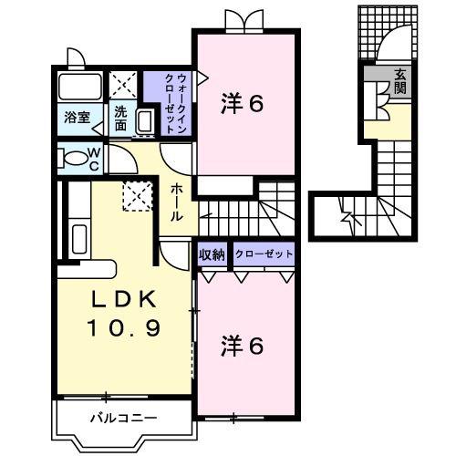 サン・イーストA(2LDK/2階)の間取り写真