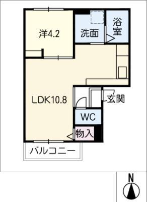 エステート日永 B棟(1LDK/2階)の間取り写真