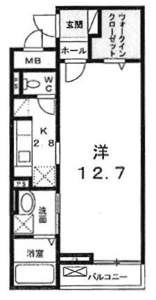 ブライトハウス(1K/2階)の間取り写真